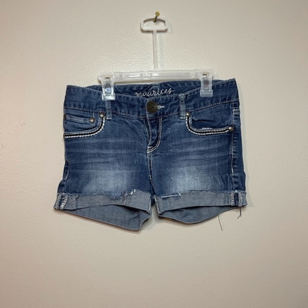 Maurices Y2K Embellished Pocket Denim Shorts Juniors 1/2
